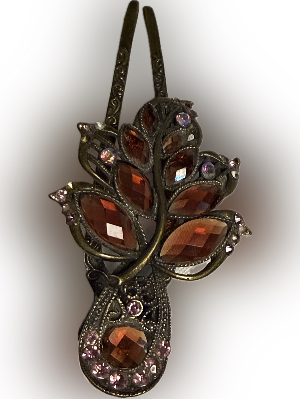Bohemian VTG Rhinestone barrette Leaf Hair Fork - Elegant Accent Hair Jewelry